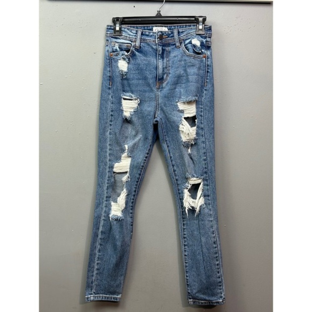 Cello Distressed Ripped Skinny Jeans Juniors Size 3 Blue Denim Casual